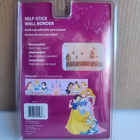 Disney Princess Self-Stick Wall Border featuring Ariel & Cinderella - 5" x... - Picture 3 of 3